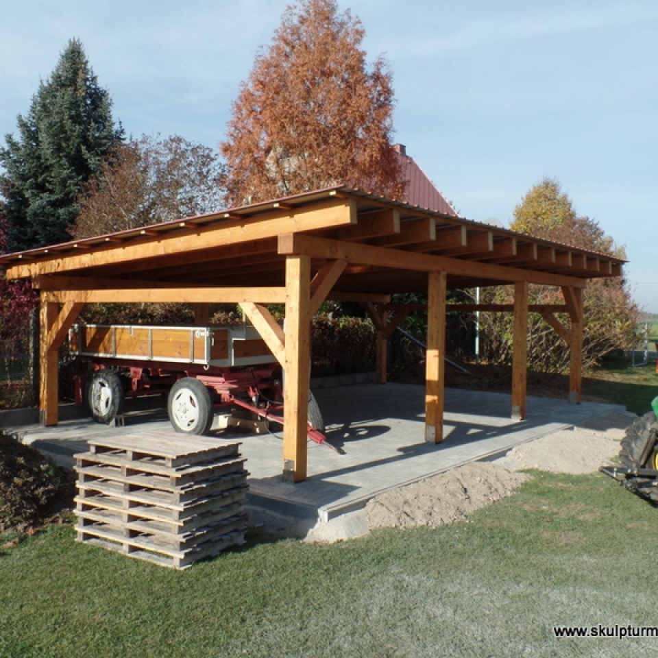 Carport mit traditioneller Holzverbindung, BSH und KVH